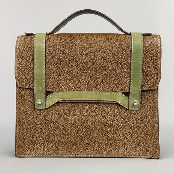 APRIL in PARIS Brown & Olive Textured Leather Bag
